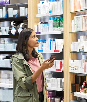 Woman shopping skincare